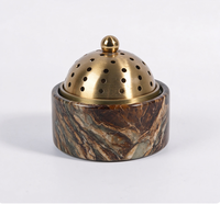 Brûleur d'oud arabe de luxe en marbre naturel sculpté à la main avec motif islamique, élégant accessoire de décoration pour la maison, porte-bakhoor haut de gamme