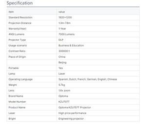 <span class=keywords><strong>Optoma</strong></span> KZU707T <span class=keywords><strong>Mini</strong></span> projecteur 3D portable LED/LCD DLP vidéo 4K WUXGA intégré à courte portée Smart WiFi Home Cinema 3M US - Product Image 6