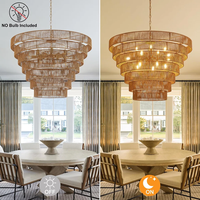 Luminaire suspendu en corde tressée multi-couches fait main pour salon, salle à manger, décoration bohème, lustre de luxe pour salon