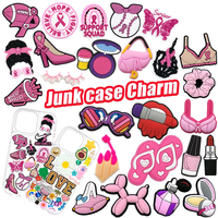 2025 mode baru trendi Pink kosmetik casing sampah jimat grosir pita kanker payudara casing ponsel dekorasi DIY Aksesori lucu
