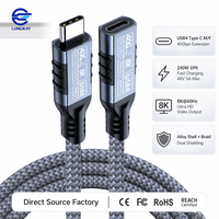 Produsen OEM/ODM LUNGKAY Kabel USB 4 Tipe C Male ke C Female 40Gbps 240W Industri Definisi Tinggi untuk Industri, Perdagangan