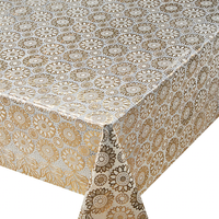 Nappe roulée moderne en plastique imperméable et réutilisable, motif feuilles dorées imprimées, largeur 54 pouces, pour mariages et fêtes
