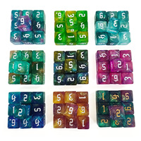 Jeu de dés D6 caméléon de 16 mm, dés en résine multicolores avec une nouvelle police pour les jeux de rôle et de société