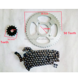 Pièces de transmission de <span class=keywords><strong>moto</strong></span> de qualité OEM WY125 428H 428 42T 14T 118L Kits de pignons de chaîne pour HAOJIN Horse - Product Image 2