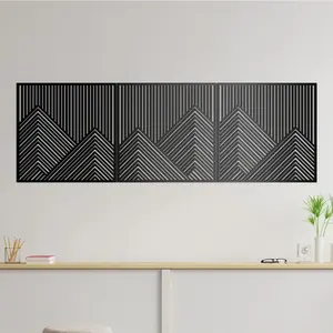 Geométrica Mountain Wood Wall Art Decor Grande conjunto de 3 Grande Wall set Decoração em madeira