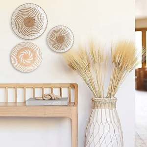 Cesto da parete <span class=keywords><strong>africano</strong></span> colorato Boho decori per interni da esposizione pezzo di decorazione primaverile per la casa intrecciata a mano 5: disco Boho appeso <span class=keywords><strong>etnico</strong></span> - Product Image 4