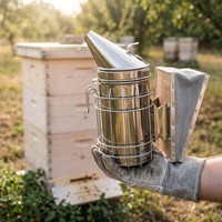 Kit de fumoir à abeilles en acier inoxydable avec bouclier thermique, comprend un outil de ruche, équipement d'apiculture