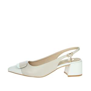 Donna Slingback GD269 Nero Beige <b>Pumps</b> With Block Heel And Ankle Strap - Product Image 1