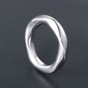 Thin <b>Ring</b> <b>Titanium</b> Steel Geometric Twisted Design Unisex Fashion Jewelry Gift SA761 - Product Image 2