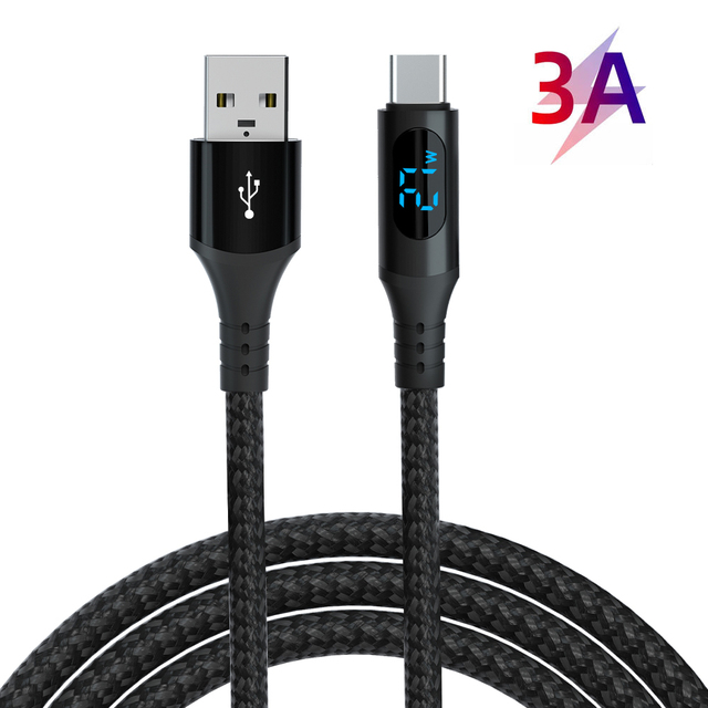 Smart USB Digital LED Display Data Cable for Phone 16 Huawei Laptop Max 3A QC 3.0 2.0 Mobile Phone Fast Charging Cable