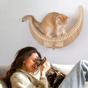 Estante de <span class=keywords><strong>gato</strong></span> de luna de madera 202407 para pared y perchas Muebles de pared de <span class=keywords><strong>gato</strong></span> para gatos de interior - Product Image 6