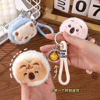 Miroir de maquillage portable pliable à double face avec pendentif, personnalisé, en peluche, mignon et créatif, avec grossissement 2x