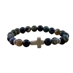 Custom Natural Fancy Jasper Gemstone Cross <strong>Bracelet</strong> Healing <strong>Kinetic</strong> <strong>Energy</strong> for Women Men Arthritis Bangle Ornaments Jewelry - Product Image 1