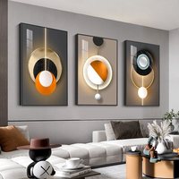Lot de 3 tableaux encadrés en porcelaine cristalline, art mural géométrique abstrait moderne de luxe, vente en gros