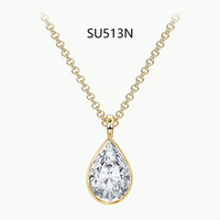 Collier Pendentif en Argent Sterling S925 avec Moissanite Sertie Clos, 1CT 2CT 3CT, Plaqué Or 18K, Bijou Minimaliste, Chaîne Ras du Cou
