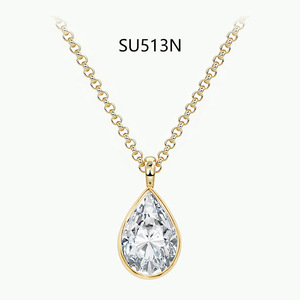 Collar con Colgante de Moissanita en Plata de Ley S925, Engaste de Bisel, 1CT 2CT 3CT, Chapado en Oro de 18K, Joyería Minimalista, Cadena para Clavícula - Product Image 6