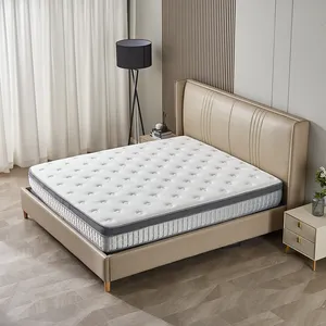 Euro Top-matelas en mousse à mémoire de forme hybride à ressorts intérieurs de poche aspiré dans une boîte avec Support à 5 zones