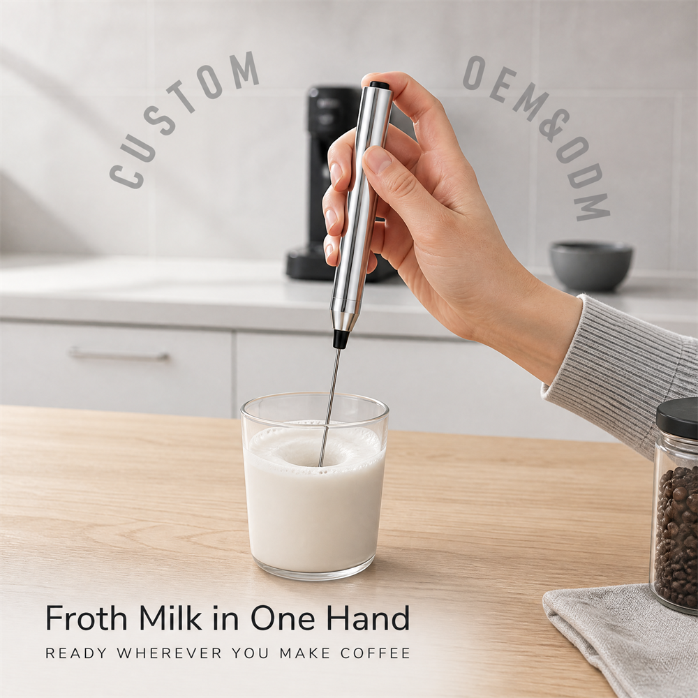Pailite EP-504 Mini Aluminum Coffee Mixer Portable Battery Powered Blender Matcha Whisk Metallic Texture Laser Engraving Milk · image 2