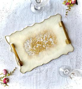 Plateau de service en résine de luxe de qualité supérieure pour les repas, l'heure du thé, les collations, la présentation de table décorative et les occasions spéciales - Product Image 6