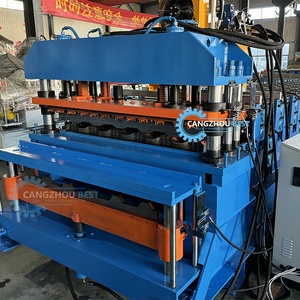 Tốc độ cao hai lớp kim loại thép tấm lợp tấm và ibr hình thang sắt tấm lạnh cuộn hình thành máy làm - Product Image 3