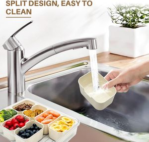 Own Design Plastic Sealed <b>Divided</b> Serving Tray with Veggie Tray Lid & Handle-Kitchen Food Storage Single Tier Healthy - Product Image 2
