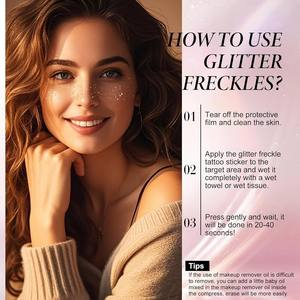 Patchs de maquillage de visage de <span class=keywords><strong>tatouage</strong></span> temporaire pour femmes taches de rousseur métalliques estampage à chaud autocollants en papier étanche argent doré pour les fêtes - Product Image 4