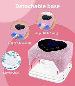 72W AB Pink Rhinestone UV LED Nail <b>Lamp</b> Cordless Rechargeable Gel Polish Dryer for Professional Salon - Product Image 6