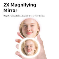 Miroir de Maquillage Portable Pliant Double Face avec Éclairage LED et Cadre en Plastique, Grossissement 2x, Vente en Gros Usine, Idéal Cadeau