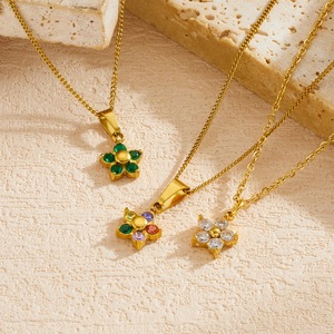 Gold Plated Flower Pendant Necklace With Diamond Pave Setting For Women Daily Wear Gift Jewelry - Product Image 3