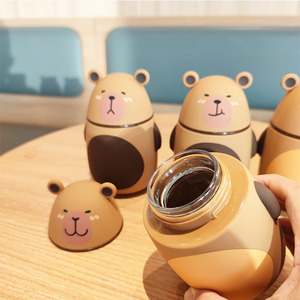 C384 Venda Quente Urso Copo De Vidro De Parede Dupla Resistente Ao Calor Copo De Vidro De Borosilicato Bonito Animal Design Criativo Vidro Beber - Product Image 2