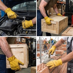 Guantes de Trabajo de Cuero de Alta Calidad y Resistentes con Logotipo Personalizado y Palma Antideslizante para Hombre, Guantes de Seguridad para la Construcción al por Mayor - Product Image 4