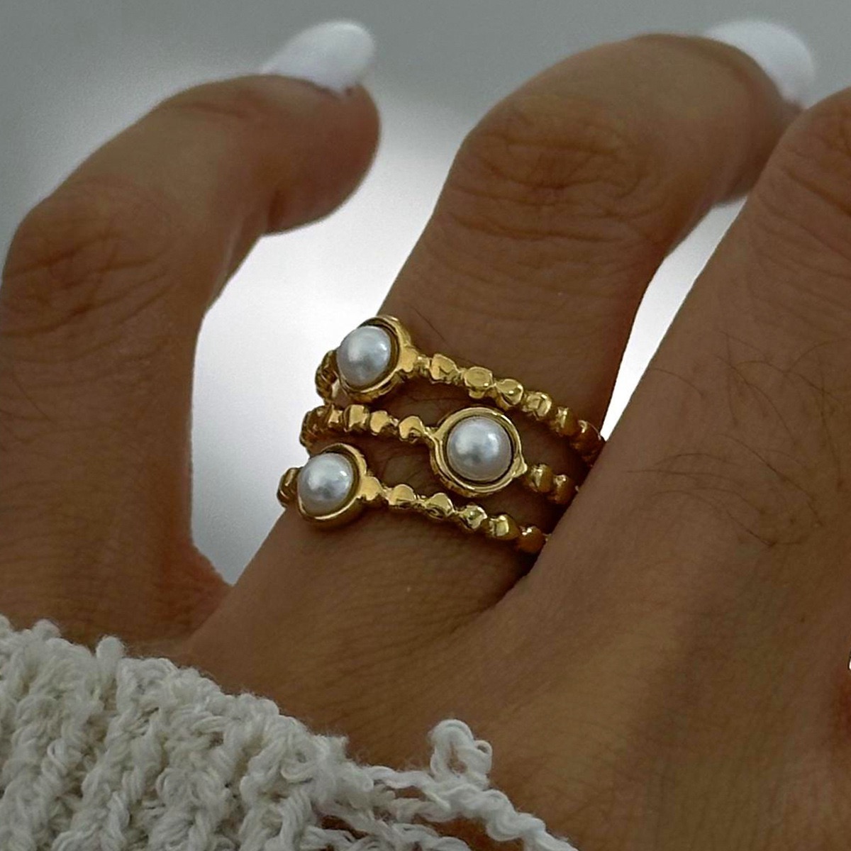Gold & Silver Baroque Pearl Rings For Women - Chunky Adjustable Open Ring, Boho Jewelry