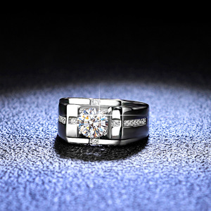 Boutique <span class=keywords><strong>precio</strong></span> al por mayor 2025 nuevo estilo 925 plata esterlina moda plata corte <span class=keywords><strong>brillante</strong></span> Moissanite hombres compromiso anillo de bodas - Product Image 5