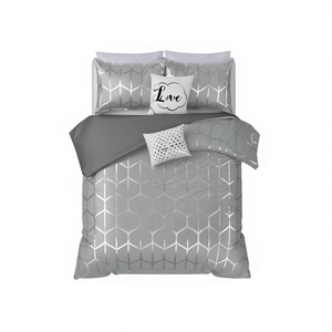 Parure de lit géométrique à motif métallique 3 pièces, taille King/Twin, en polyester tissé, pour chambre moderne - Product Image 1