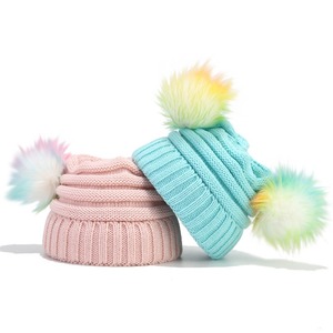 Dernière vente chaude 3-10 ans enfant <span class=keywords><strong>pompon</strong></span> boule mignon couleur vive bébé tricoté chapeau enfants bonnets chapeaux d'hiver pour enfants - Product Image 1