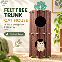 Tunnel pour chat en feutre en forme de tronc d'arbre avec deux ouvertures, abri intérieur pour animaux de compagnie, vente en gros