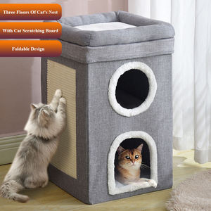 Winter warm bedeckte Möbel niedlichen modernen Haustier Eigentums wohnung Katze <span class=keywords><strong>Hideaway</strong></span> Höhlen bett mit Kratz kissen - Product Image 4