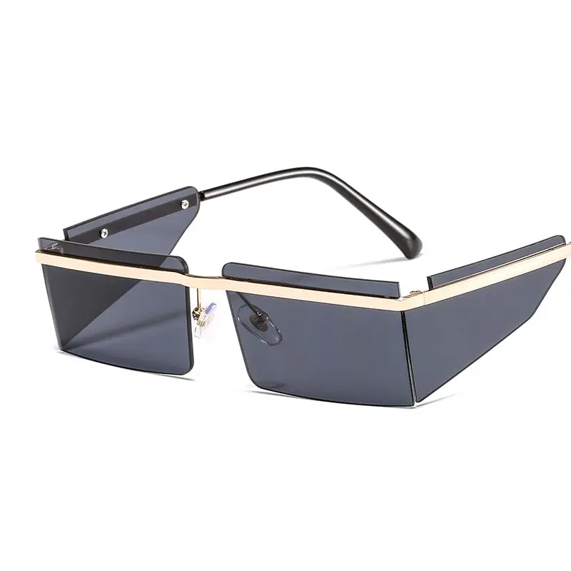 wholesale fashion rimless square sun glasses shades uv400 unisex custom logo retro sunglasses men women