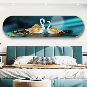 Decoración de pared del dormitorio sobre la <span class=keywords><strong>cama</strong></span> Cisne cristal porcelana Animal pintura marcos de aluminio imagen pared arte dormitorio decoración pinturas - Product Image 4