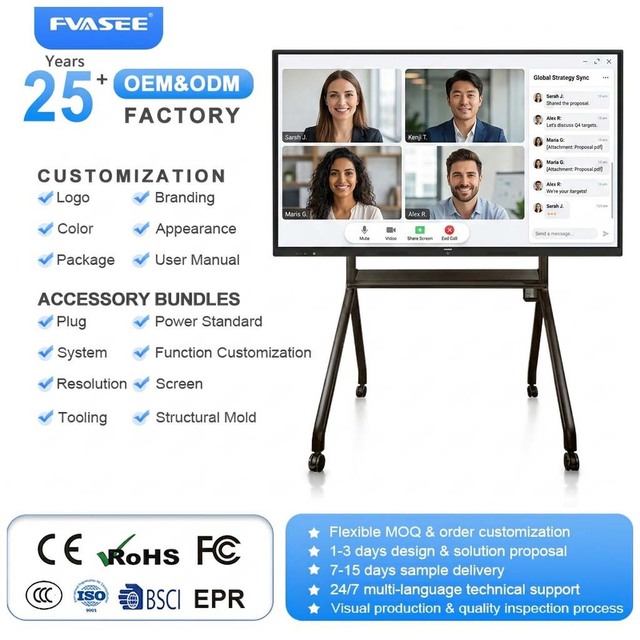 Factory High Quality Dual-system 75 85 86 Inch 4K Smart Board LED Interactive Flat Panel Touch Screen for Teaching Conference