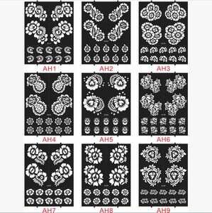 Pochoirs personnalisés réutilisables autocollants pour tatouages temporaires au <span class=keywords><strong>henné</strong></span>, motifs mandala, peinture corporelle, tatouages au jet de jus pour les doigts en PVC - Product Image 5