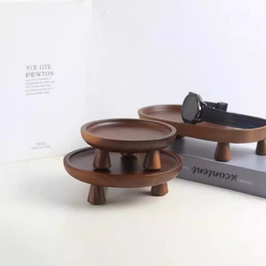 Solid Wood Oval <b>Storage</b> <b>Tray</b> With Legs For Tea Cup And Aromatherapy Home Living Room Use - Product Image 2