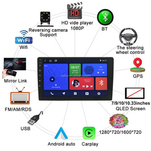 <span class=keywords><strong>Autoradio</strong></span> Android Double Din à écran tactile avec <span class=keywords><strong>WiFi</strong></span> GPS Mirror Link Lecteur multimédia de voiture Support avec caméra de recul - Product Image 5