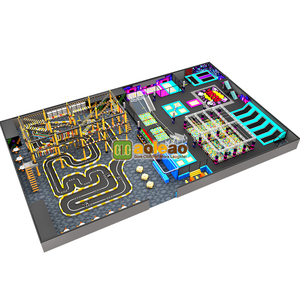 Aire de jeux intérieure personnalisée Aoleao Cyberpunk avec parcours ninja, piste de course sur trampoline et extension en hauteur, certifiée CE TUV - Product Image 4