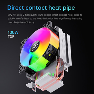 Enfriador de aire de <span class=keywords><strong>CPU</strong></span> de alto rendimiento SNOWMAN, diseño térmico de tubo de calor dual silencioso con disipador de calor de cobre de iluminación RGB - Product Image 4