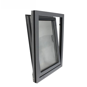 إطار نافذة ألومنيوم حديث قابل للإمالة والدوران مع زجاج مزدوج أفقي من الفولاذ المقاوم للصدأ للفلل - Product Image 1