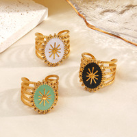 Cincin Enamel Gaya Retro Eropa dan Amerika, Cincin Hip Hop Personal, Cincin Oval Terbuka Trendi untuk Wanita