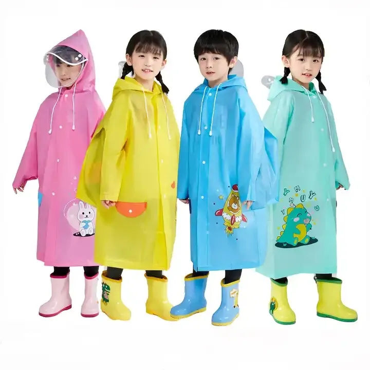 Casaco de chuva à prova d'água para crianças, com estampa de desenhos animados, casaco longo para crianças
