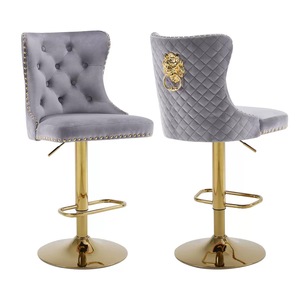 Zs Bar Chair Nordic Tall <b>Counter</b> Furniture Gold Metal Velvet <b>Back</b> Kitchen Leather High <b>Stool</b> Bar Chairs for Bar Table - Product Image 4