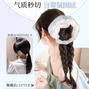 Perruque tressée double queue de cheval, texture crémeuse, longue, pour femme, style Miss FQ001, bleue, avec doubles tresses - Product Image 2